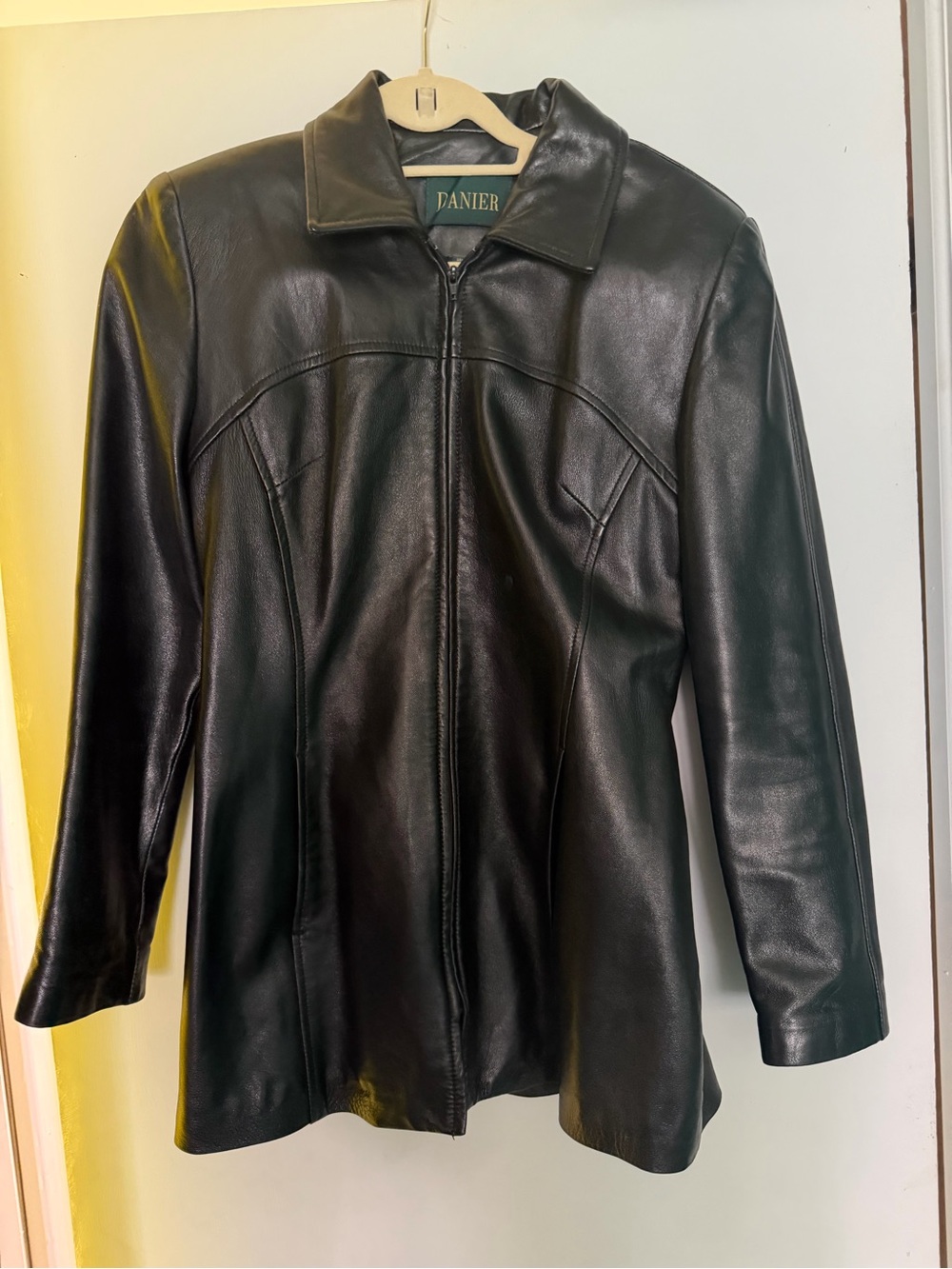 Danier Black Women's Leather Zip Jacket with Tailored Seams